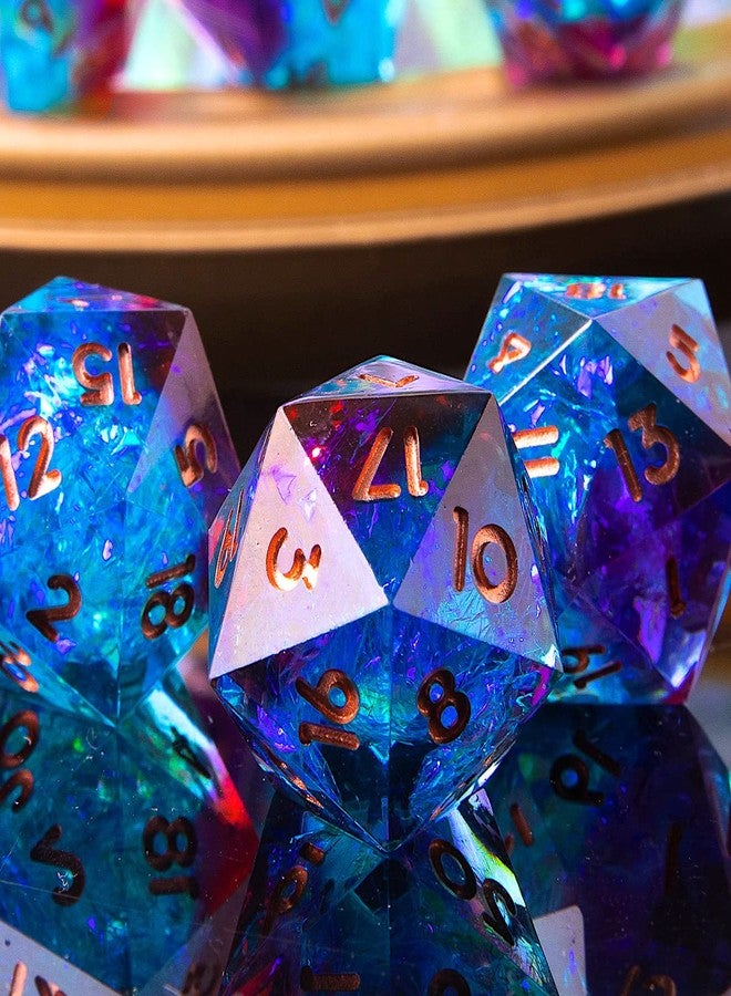 YEMEKO Single D20 Dice - 22mm, 20 Sided D&D Dice for Dungeons and Dragons, DND Dice with Resin Sharp Edge, Handmade Polyhedral for RPG, Roleplaying Games MTG Table Games(Blue Red) - Image 2